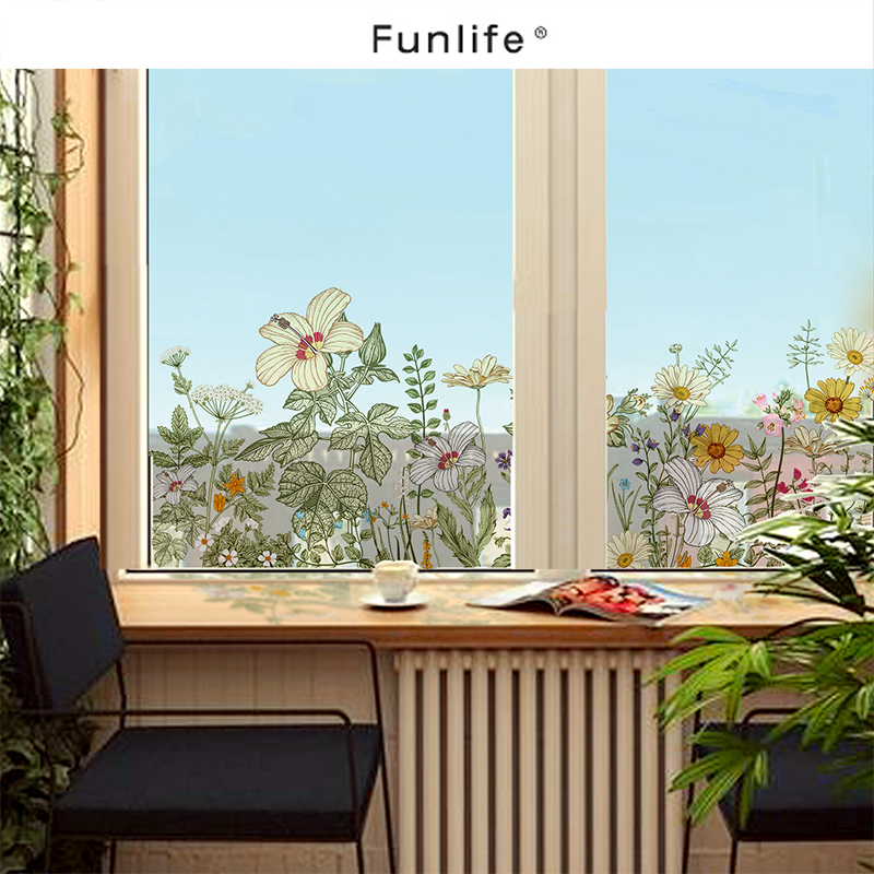 复古牡丹花玻璃贴纸窗上装饰