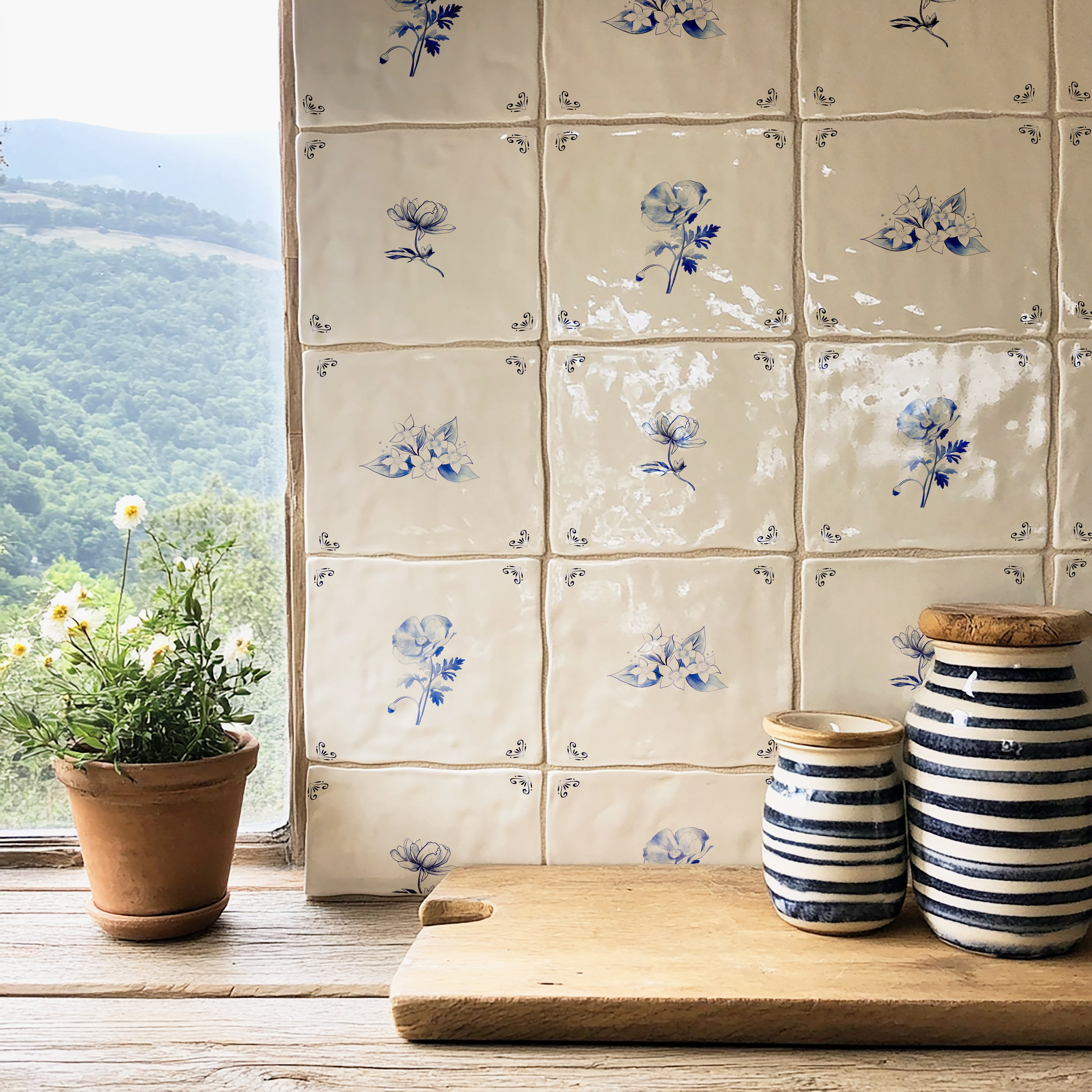 Funlife法式花边瓷砖贴画南法风