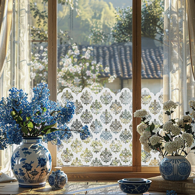 Funlife法式中国风纯白锦纹窗贴