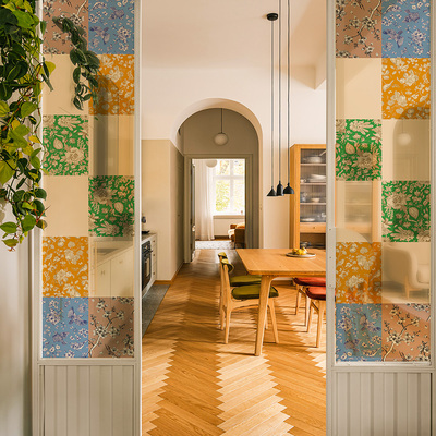 Funlife法式花卉玻璃贴纸