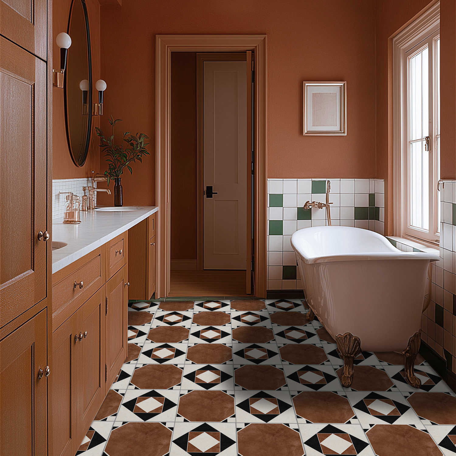 Funlife复古自粘仿砖地板贴