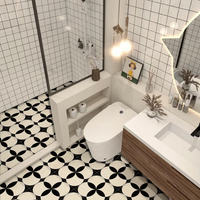 "Bloom" French cream self-adhesive floor tile stickers for bathroom decoration, kitchen renovation thumbnail 2