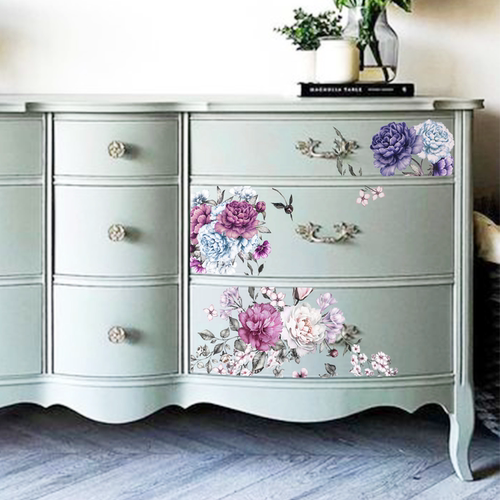 蓝紫色调牡丹万能贴纸