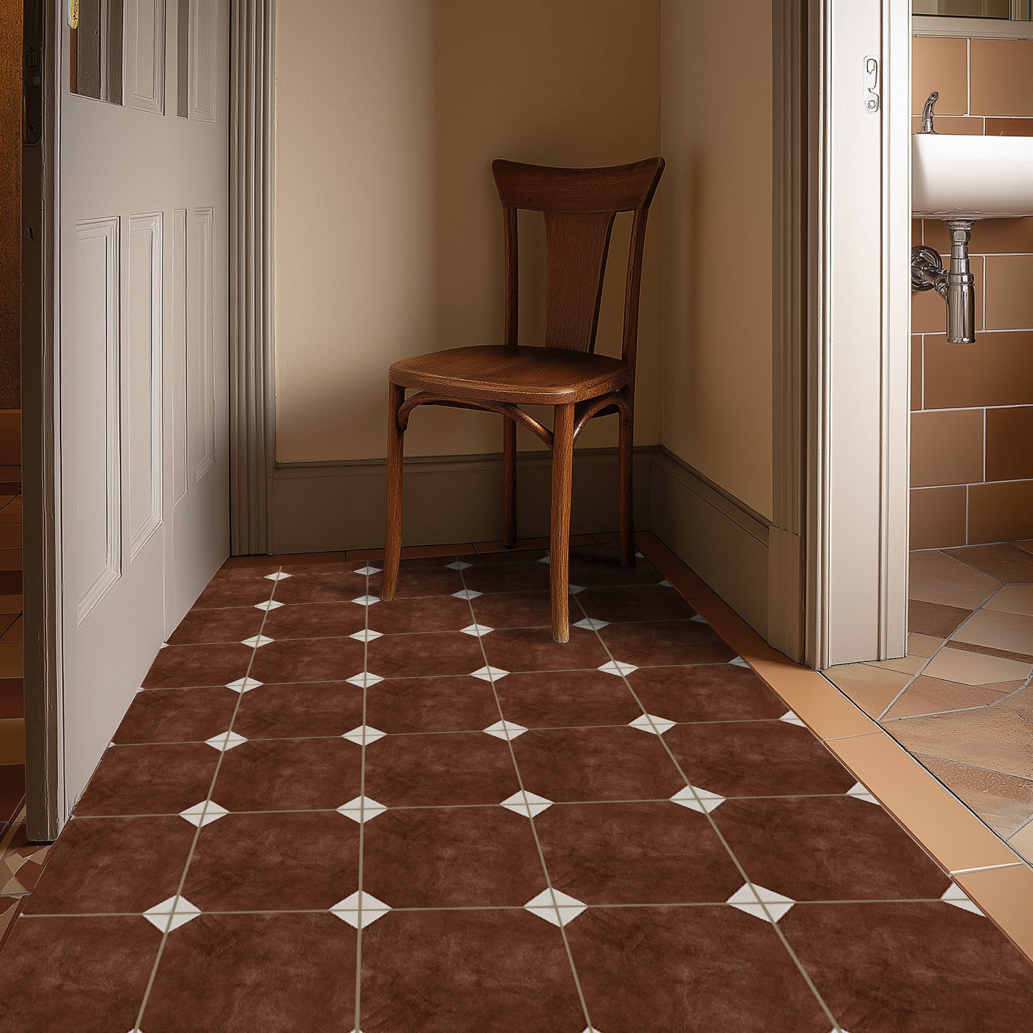 法式复古焦糖棕自粘加厚地贴