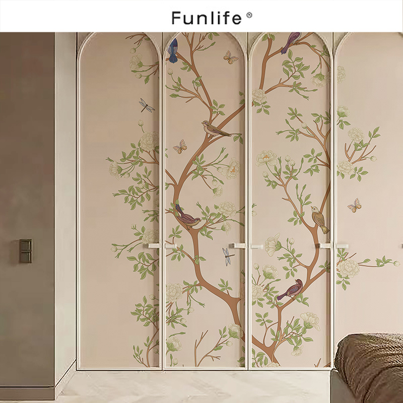 Funlife《Chinoiserie》法式中国风翻新屏风自粘客厅壁纸春