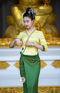 傣王妃服饰傣族传统服装 片裙简约修身 柔软舒适工作服日常服 女中袖