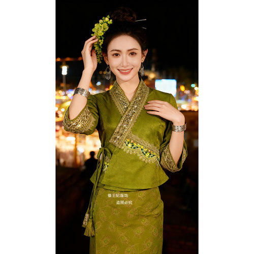 傣族新款传统服装女中袖秋冬款