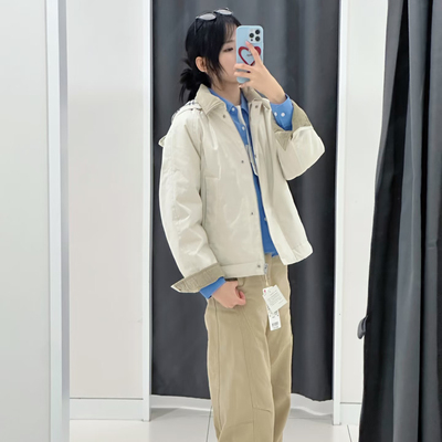 25秋冬款卢昱晓同款女装连帽空气棉服短款夹克保暖棉衣外套479764