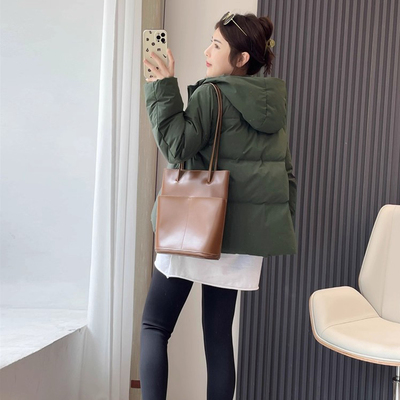 原单25秋冬新款防风防水女装无缝保暖羽绒连帽外套夹克上衣478577