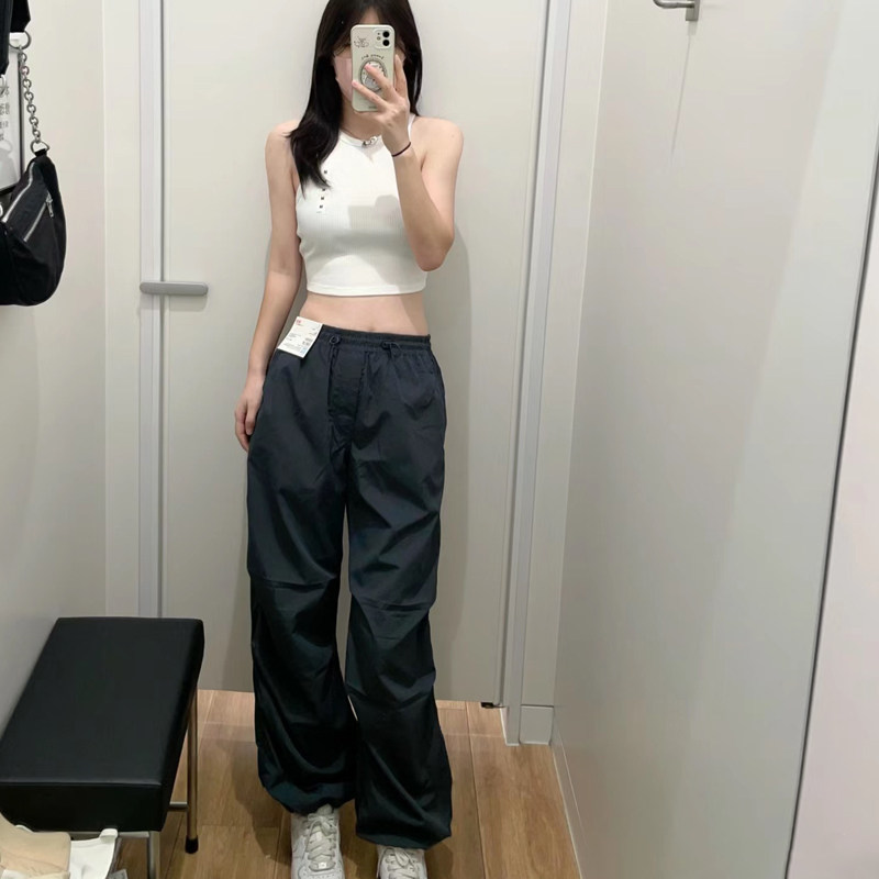 秋冬女装保暖休闲长裤阔感降落伞裤松紧宽松百搭束脚裤470732