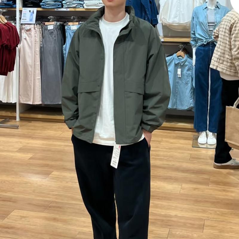 日系穿搭男装女装防风立领茄克外套夹克户外休闲连帽外套475038