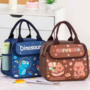 卡通小学生保温饭盒袋手提包可爱儿童大容量饭兜防水防油便当餐包