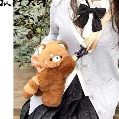 小浣熊趴趴背包玩偶卡通毛绒