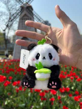 正版熊猫挂件抹茶芝士毛绒玩具公仔背书包玩偶成都基地同款纪念品