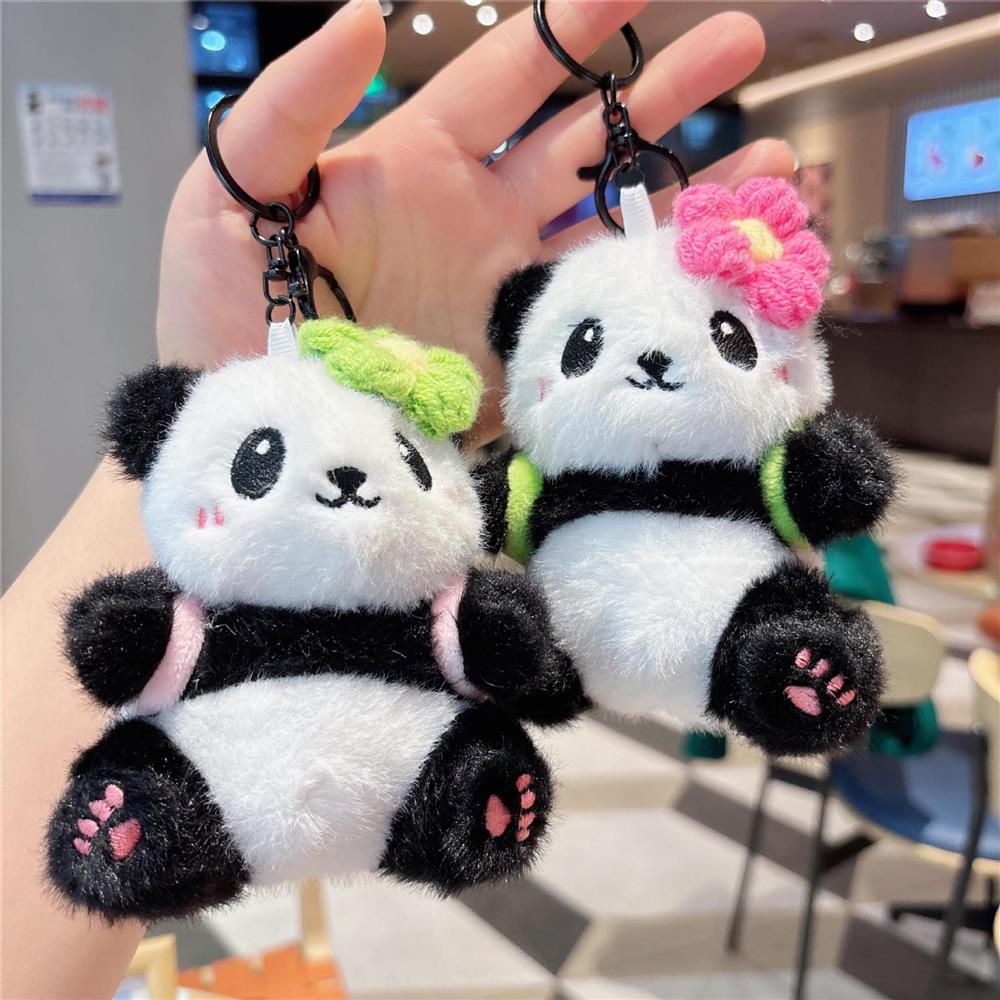 发财花花熊猫毛绒玩具小挂件