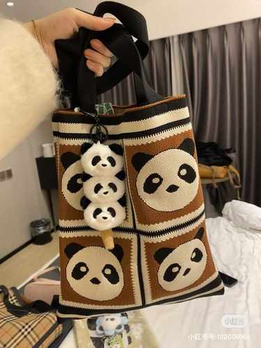 熊猫编织成都爷爷同款亲子手提包