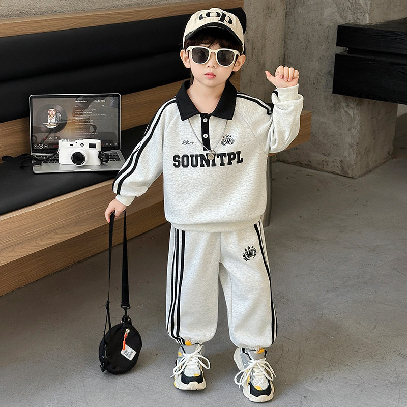 男童卫衣套装2026新款时髦男孩运动衣服小儿童韩版痞帅学院风童装