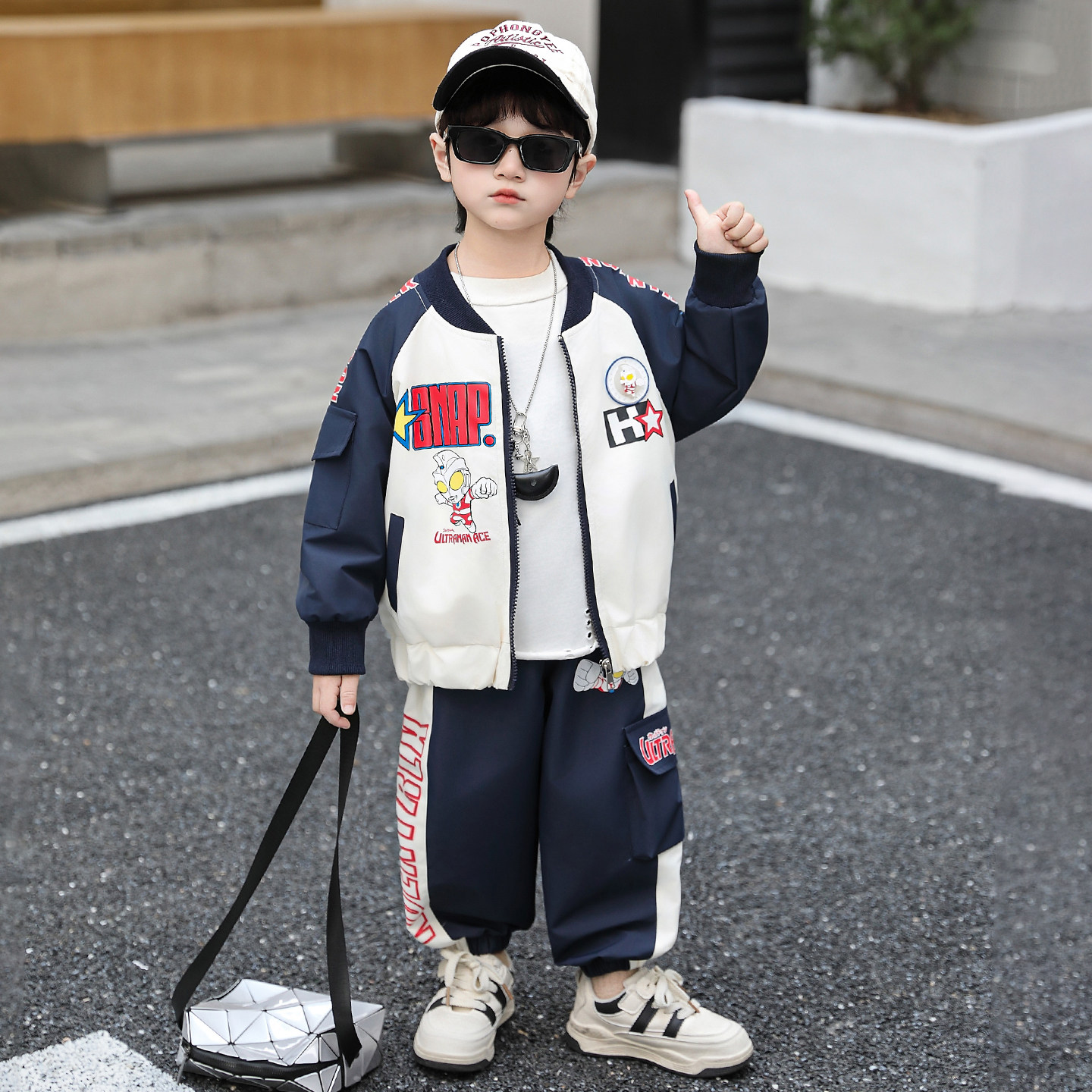 男童套装2026新款奥特曼帅气时髦儿童春装外套裤子男孩运动两件套