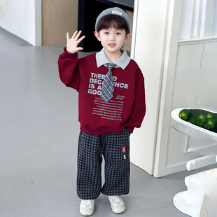 男童加绒套装春秋运动儿童学院风卫衣2026新款休闲春装小少爷衣服