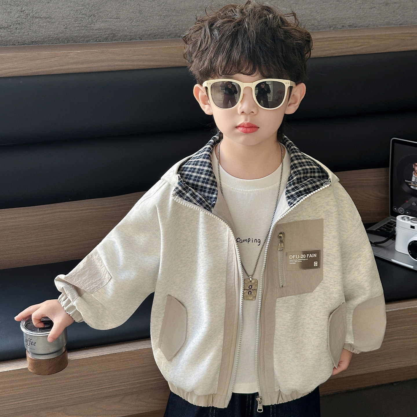 男童外套连帽26新款帅气春秋装宝宝卫衣儿童运动上衣休闲外衣春季