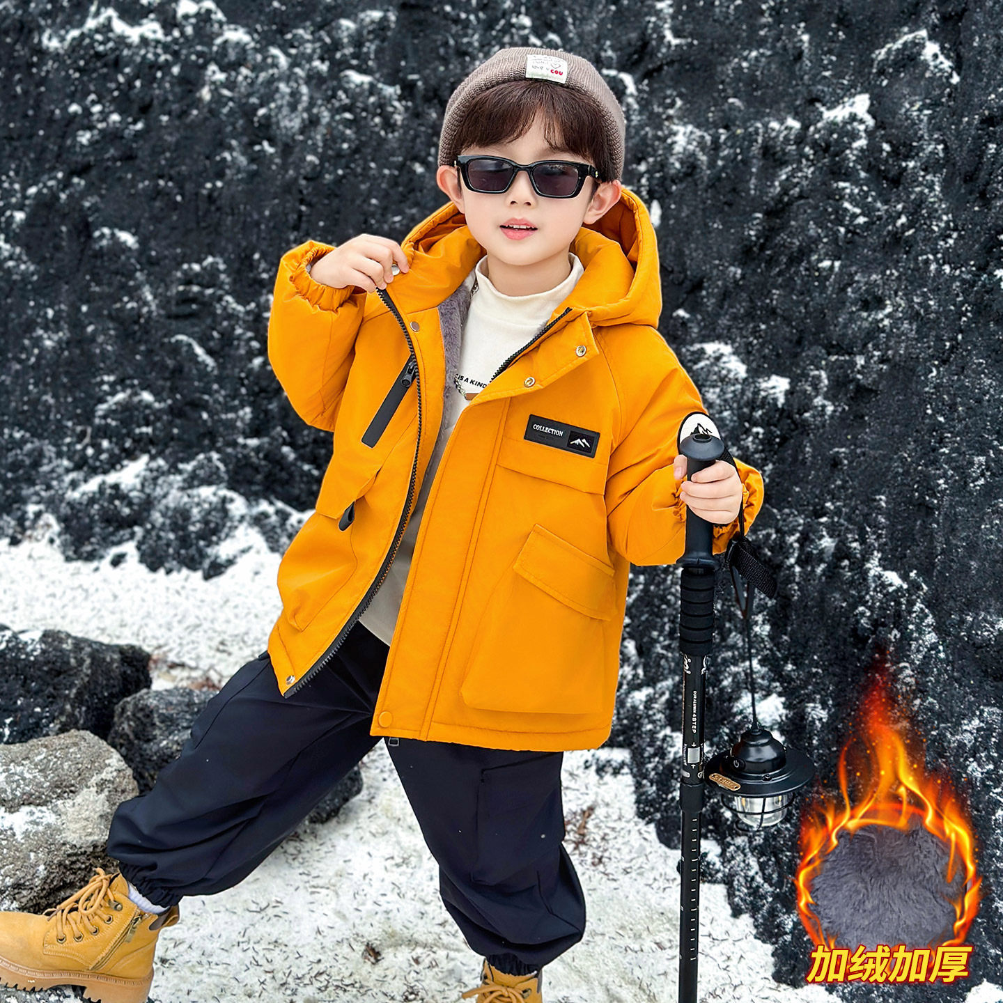 男童加绒外套秋冬派克服2025新款儿童冬装男孩酷帅三防冲锋衣棉服,童装/婴儿装/亲子装,普通外套,淘宝优惠券,粉丝福利购,淘宝优惠卷