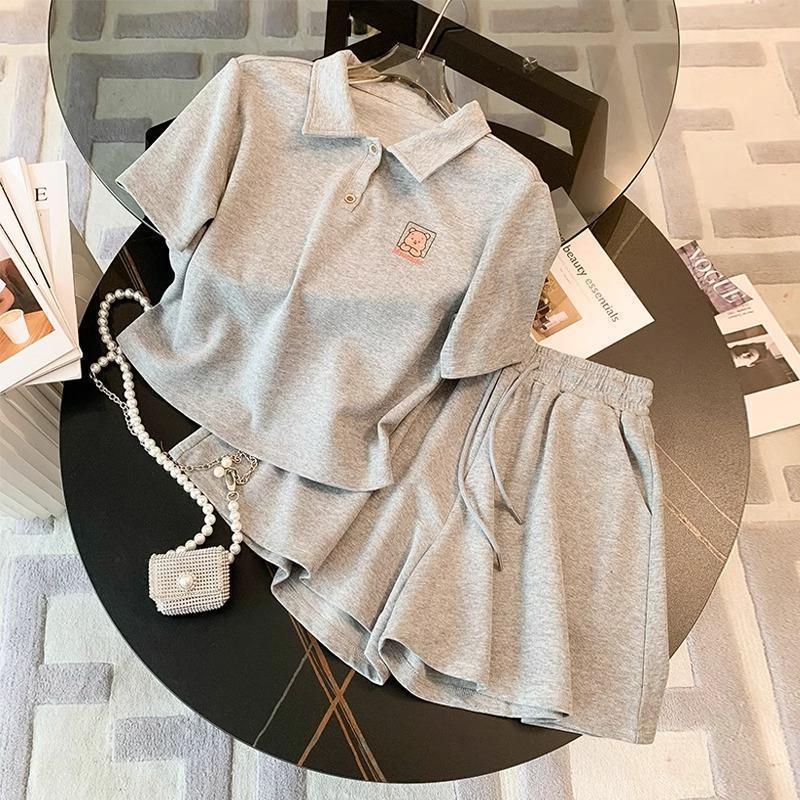 女童Polo领短袖套装2025夏季新款洋气时尚中大童休闲运动上衣