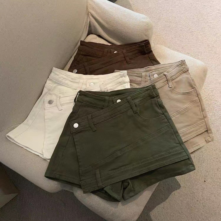 女童夏季新款不规则牛仔短裤松紧高腰修身热裤中大儿童百搭裙裤
