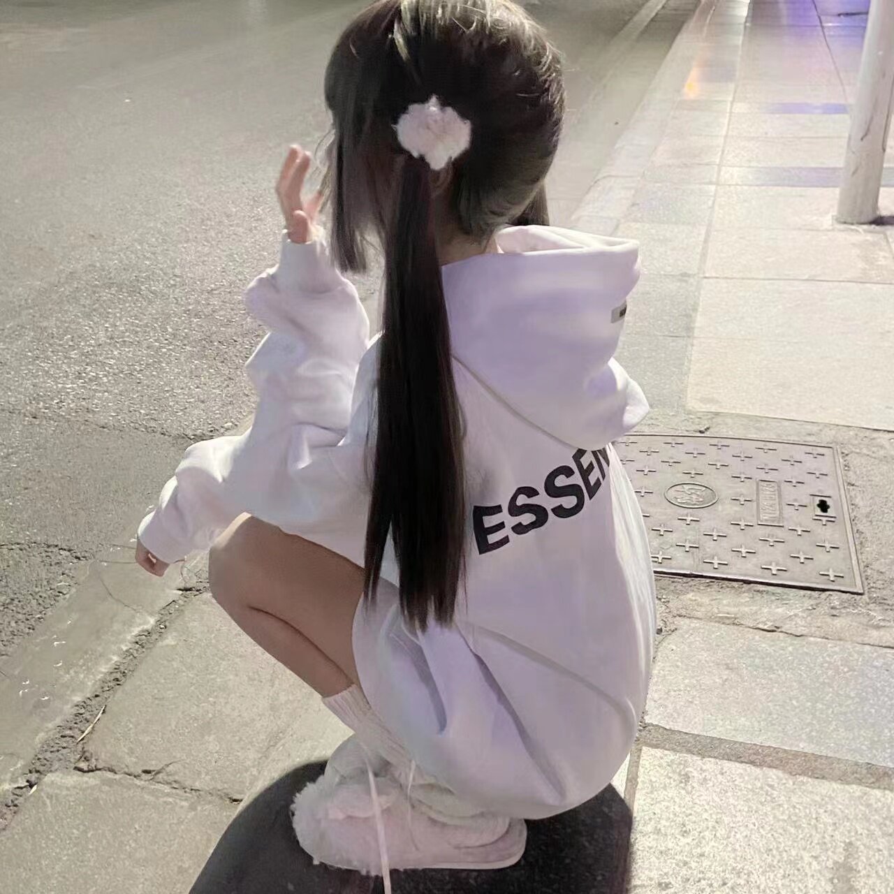 하이 스트리트 트렌디 브랜드 ESSENTIALS 편지 3M 반사 FOG 운동복 가을 겨울 후드 플러스 벨벳 까마귀 자켓 남성과 여성을위한