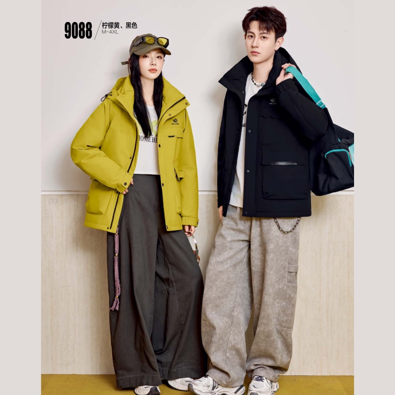 翻新加工定制羽绒服九成品时尚男女短款可脱卸冲锋衣加厚半成品