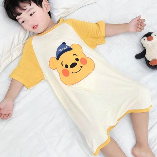 男童莫代尔连体睡衣夏季薄款睡袍