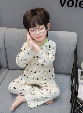 儿童莫代尔薄款睡衣2025新款男童春秋夏款空调家居服男孩宝宝长袖
