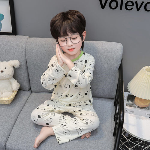 儿童莫代尔薄款睡衣2025新款男童春秋夏款空调家居服男孩宝宝长袖