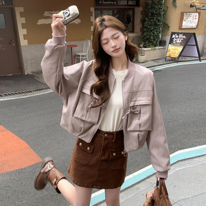 新款现货皮衣外套女立领机车服酷飒显瘦小个子夹克F621P155K248图片