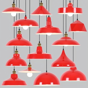 工业风复古市井红色餐厅火锅店饭店餐饮烧烤店商用怀旧店铺小吊灯
