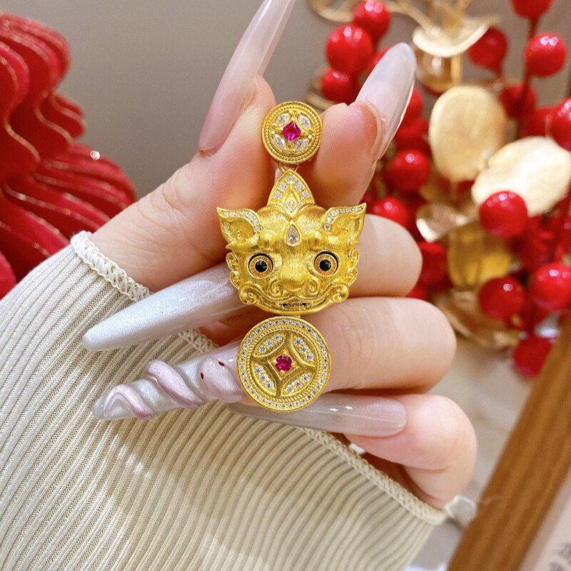 古法金包银招财貔貅吊坠女镶钻招财纳福项链锁骨链送女友礼物