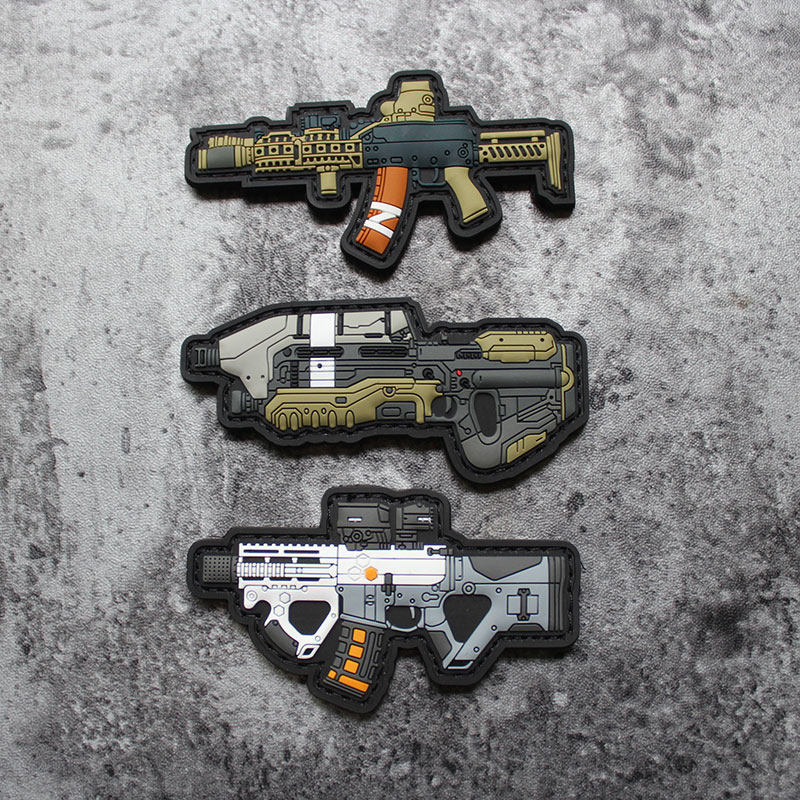 q版武器魔术贴pvc硅胶章士气章明日之战包贴泽宁特ak105迷你臂章