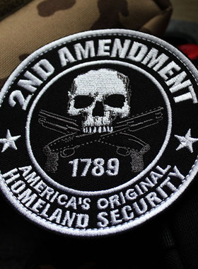 2ND AMENDMENT美国国土安全1789刺绣魔术贴臂章徽章大号圆形徽章