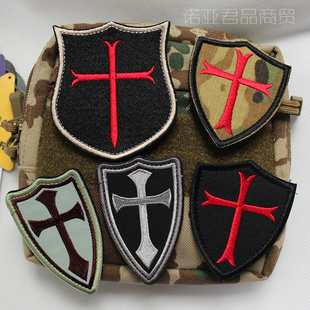 Sealteam海豹DEVGRU十字军臂章刺绣魔术贴章圣殿骑士十字盾士气章