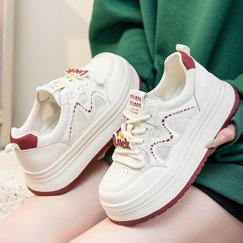 真皮大码小白鞋41到43厚底运动鞋