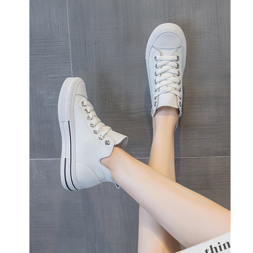 真皮大码高帮鞋41-43休闲小白鞋