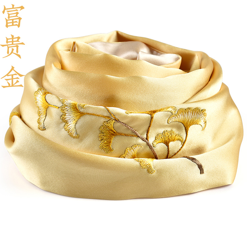 民族风手工蜀绣桑蚕丝真丝围巾丝巾旗袍搭配披肩成都特色刺绣礼品