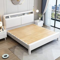 北欧实木床1.8软靠带夜灯双人1.5m1.35现代简约小户型1.2储物婚床