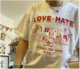 Hate爱与恨潮牌男女款 夏季 短袖 天使与恶魔Love& T恤情侣款 印花TEE