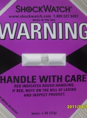 现货10个包邮37G紫色SHOCKWATCH防震标签TLITWATCH倾倒监控贴