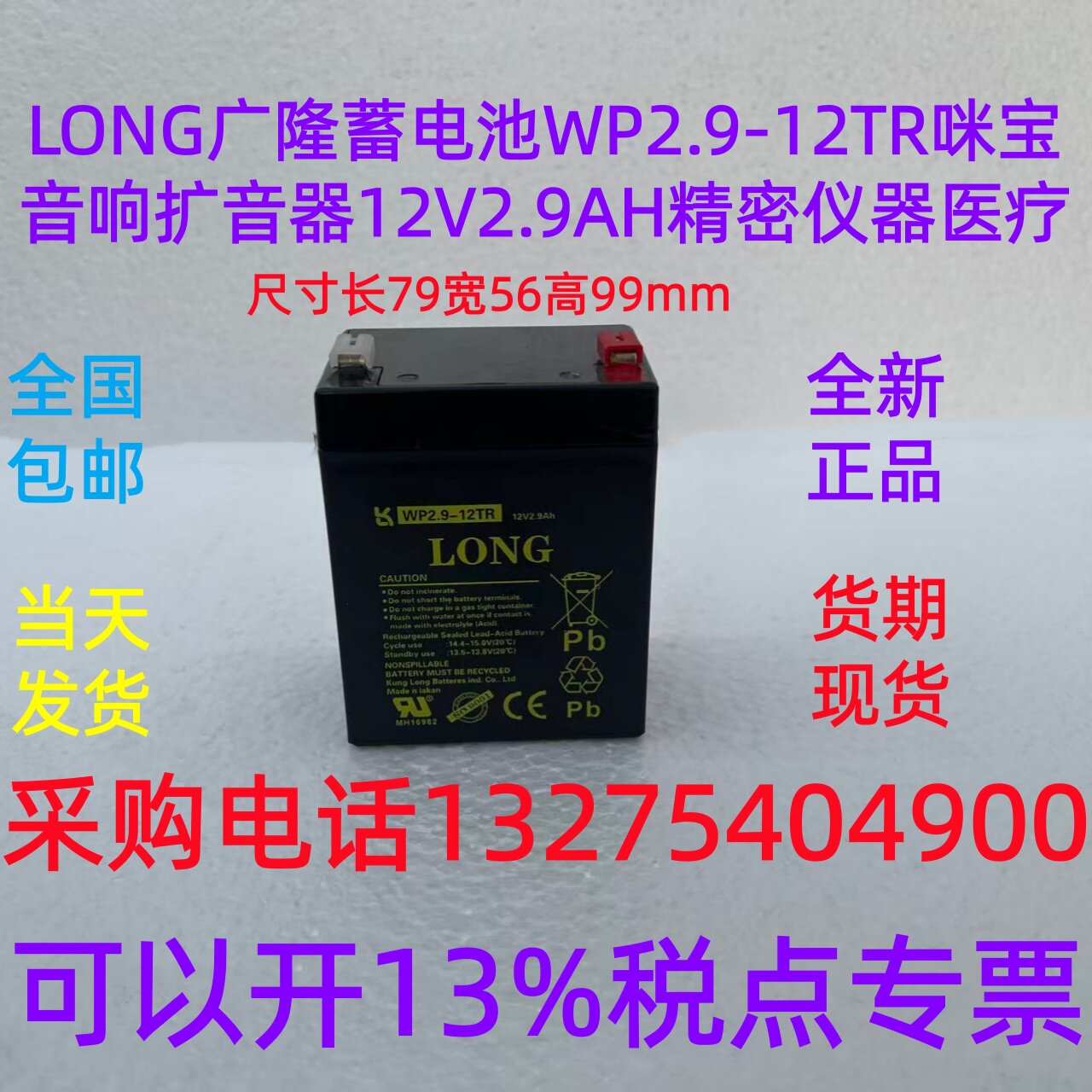 LONG广隆蓄电池 WP2.9蓄电池