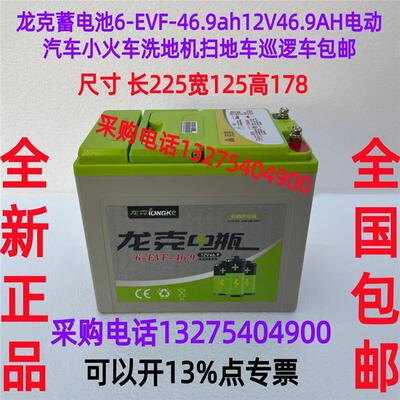 龙克蓄电池6-EVF-46.9ah 电动汽车小火车洗地机扫地车 巡逻车