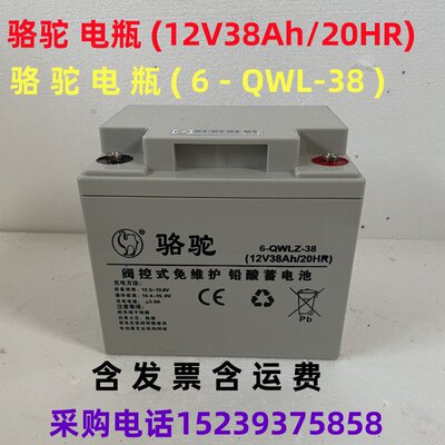 骆驼 电瓶 (12V38Ah/20HR) 6-QW-38 阀控式免维护铅酸蓄电池 全新