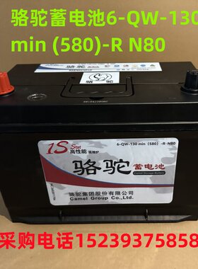 骆驼蓄电池1S 6-QW-130min(580)-R启动型免维护电瓶 N80(12V80Ah)