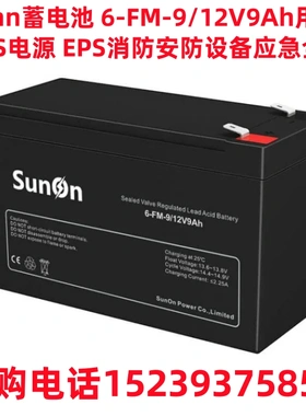 Sunn蓄电池 6-FM-9/12V9Ah用于 UPS电源 EPS消防安防设备应急全新