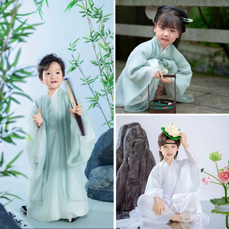 六一儿童古装男孩日常汉服魏晋风女童幼童中国风演出服国学服装夏